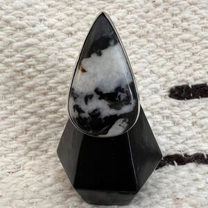 ❤️ Zebra Jasper Southwestern Style 925 Statement Ring Size 7 Weighing 10 GM